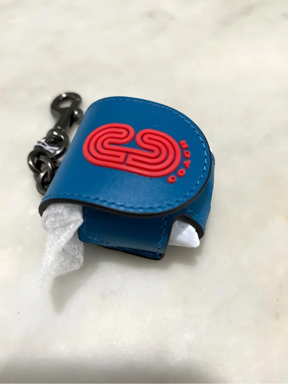 NEW Coach Wireless Earbud Case Bag Charm Colorblock Coach Logo Royal Blue Red